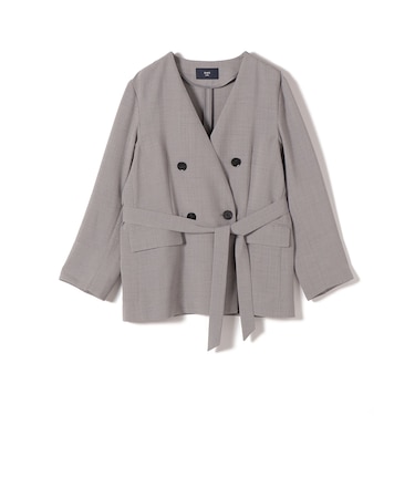 《予約》SHIPS Colors:〈手洗い可能〉リネン ライク ベルテッド ジャケット◆