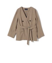 《予約》SHIPS Colors:〈手洗い可能〉リネン ライク ベルテッド ジャケット◆