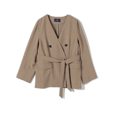 《予約》SHIPS Colors:〈手洗い可能〉リネン ライク ベルテッド ジャケット◆