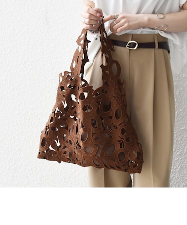 《予約》SHIPS any: A4 カットワーク レース トート