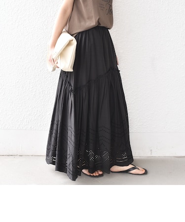 SHIPS Colors:〈手洗い可能〉スカラップ レース スカート