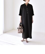 《予約》quaranciel:〈洗濯機可能〉CALCULO(R)使用 バンドカラー シャツ ワンピース