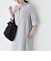 《予約》quaranciel:〈洗濯機可能〉CALCULO(R)使用 バンドカラー シャツ ワンピース