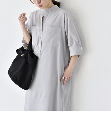 《予約》quaranciel:〈洗濯機可能〉CALCULO(R)使用 バンドカラー シャツ ワンピース