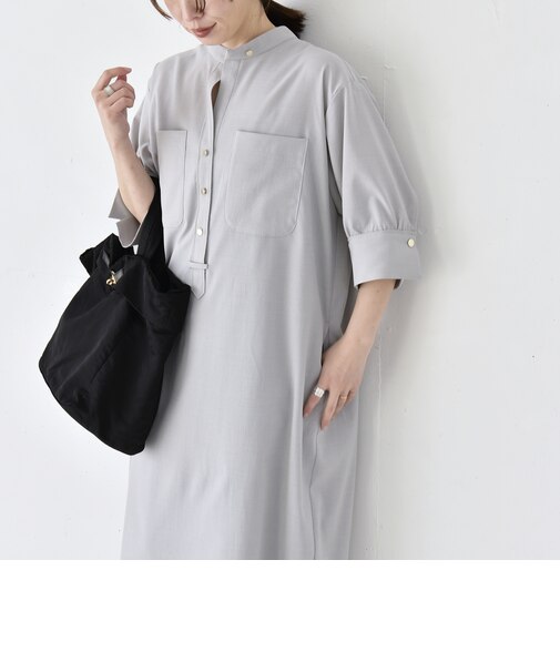 《予約》quaranciel:〈洗濯機可能〉CALCULO(R)使用 バンドカラー シャツ ワンピース