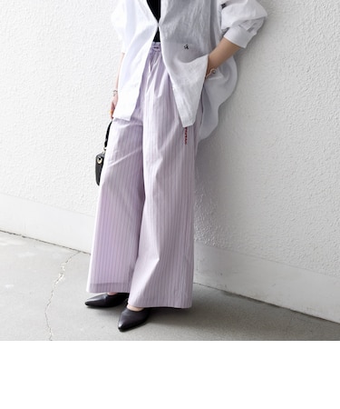 《予約》SHIPS any:〈洗濯機可能〉マルチストライプ パジャマ パンツ