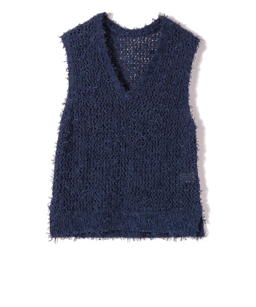 SHIPS Colors:〈手洗い可能〉チュールヤーン ミックス Vネック ベスト