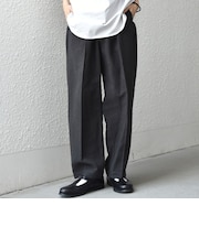 SHIPS any:〈洗濯機可能〉リネン混 2プリーツ リラックス ワイド テーパード パンツ◆