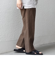 SHIPS any:〈洗濯機可能〉リネン混 2プリーツ リラックス ワイド テーパード パンツ◆