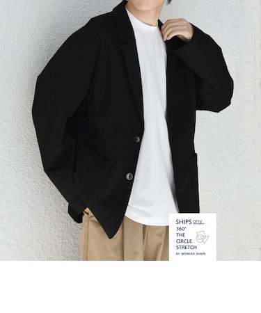 SHIPS any:〈接触冷感/ストレッチ〉360° THE CIRCLE STRETCH リネン ミックス リラックス ジャケット(セットアップ対応)◆