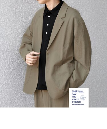 SHIPS any:〈接触冷感/ストレッチ〉360° THE CIRCLE STRETCH リネン ミックス リラックス ジャケット(セットアップ対応)◆