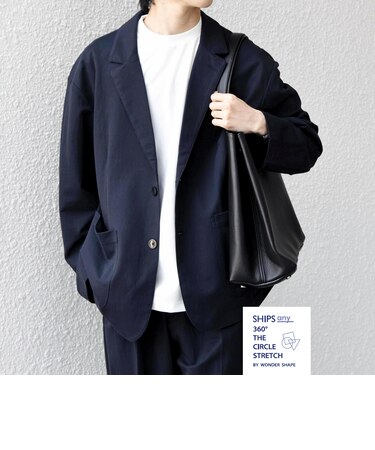 SHIPS any:〈接触冷感/ストレッチ〉360° THE CIRCLE STRETCH リネン ミックス リラックス ジャケット(セットアップ対応)◆