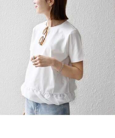 《予約》SHIPS any:〈多機能/洗濯機可能〉マルチファンクション ドッキング ヘム コンパクト TEE