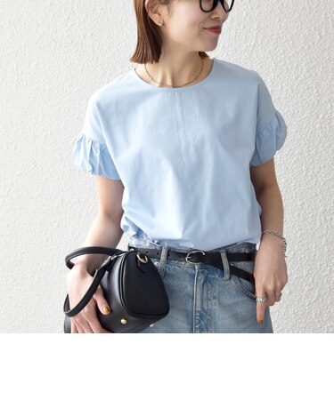 《予約》SHIPS any:〈多機能/洗濯機可能〉マルチファンクション ギャザー スリーブ TEE