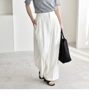《予約》quaranciel:〈接触冷感/UVカット/吸水速乾/洗濯機可能〉3タック ワイド ストレート パンツ
