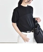 《予約》quaranciel:〈接触冷感/手洗い可能〉コンパクト シアー ニット TEE