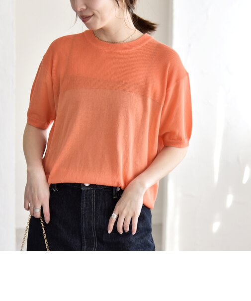 《予約》quaranciel:〈接触冷感/手洗い可能〉コンパクト シアー ニット TEE