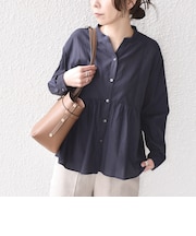 SHIPS Colors:〈手洗い可能〉コットン キュプラ ペプラム シャツ