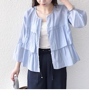 SHIPS Colors:〈手洗い可能〉コットン キュプラ ティアード 羽織り シャツ