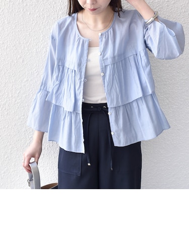 SHIPS Colors:〈手洗い可能〉コットン キュプラ ティアード 羽織り シャツ