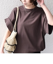 《予約》SHIPS Colors:〈手洗い可能〉スムース 2WAYスリーブ ニュアンス TEE◆
