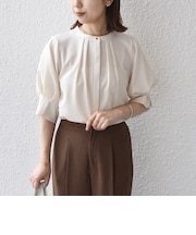 《予約》SHIPS Colors:〈洗濯機可能〉ジョーゼット タック スリーブ ブラウス◆
