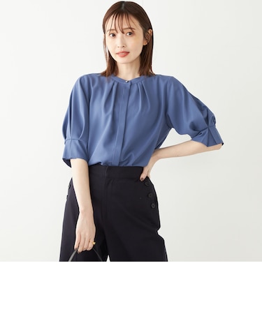 《予約》SHIPS Colors:〈洗濯機可能〉ジョーゼット タック スリーブ ブラウス◆