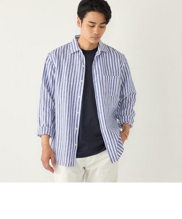 SHIPS Colors:ユーロリネン ワイドカラー スキッパー シャツ