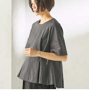 《予約》〈手洗い可能〉シルケット ポンチ レース コンビ プルオーバー