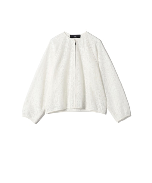 SHIPS Primary Navy Label:〈手洗い可能〉幾何学 ラッセル レース ブルゾン