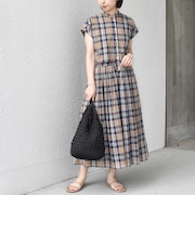 《予約》SHIPS Colors:〈手洗い可能〉マドラス チェック レイヤード ライク ワンピース◆