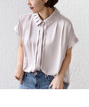 《予約》【WEB限定】〈手洗い可能〉ヴィンテージ サテン 襟 タック デザイン ブラウス