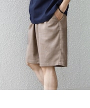 SHIPS any:〈UVカット〉FUTURE LINEN CANVAS リネンライク イージー ショーツ◆
