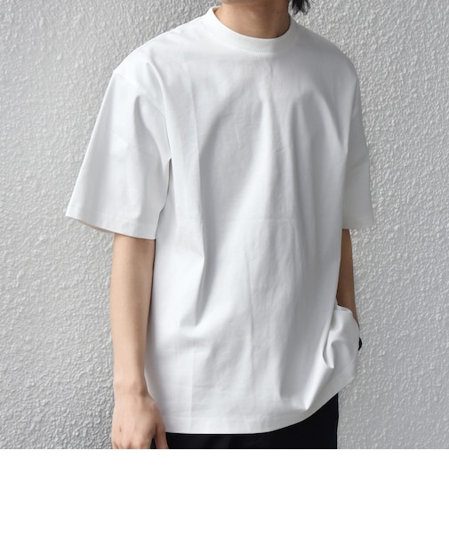 SHIPS any:〈接触冷感/遮熱/UVカット〉COOL TOUCH スムース デザイン リブ セミ モックネック Tシャツ◆