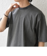 SHIPS any:〈接触冷感/遮熱/UVカット〉COOL TOUCH スムース デザイン リブ セミ モックネック Tシャツ◆
