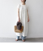 《予約》SHIPS any:〈手洗い可能〉カット ジャカード ウエスト ギャザー ワンピース