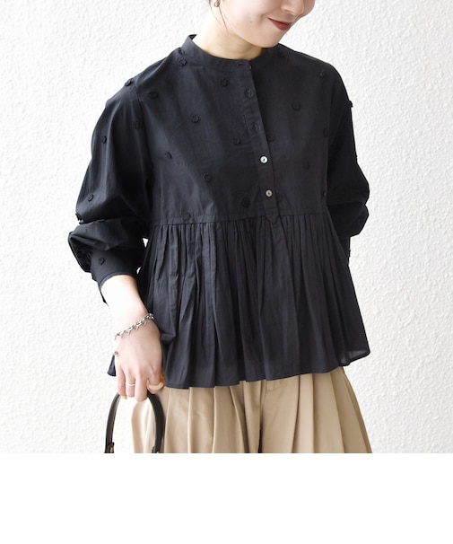 《予約》【WEB限定】SHIPS any:〈洗濯機可能〉フラワー モチーフ ペプラム ギャザー シャツ ブラウス