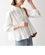 《予約》【WEB限定】SHIPS any:〈洗濯機可能〉フラワー モチーフ ペプラム ギャザー シャツ ブラウス