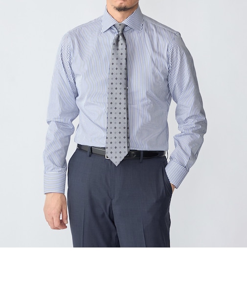 SHIPS: MADE IN JAPAN ロンドン ストライプ ワイドカラー シャツ