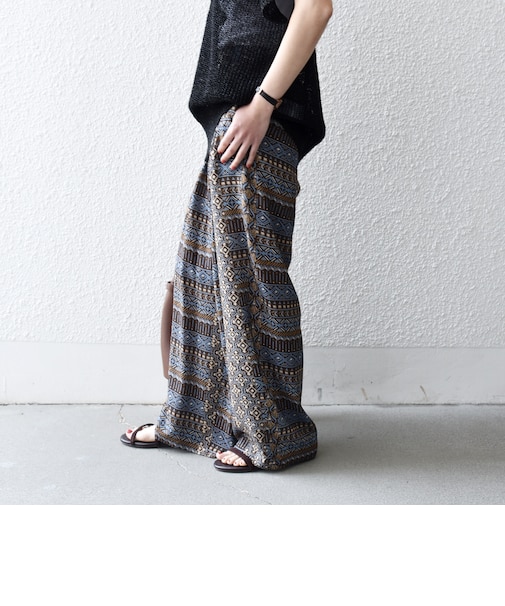 《予約》SHIPS any:〈洗濯機可能〉パッチワーク ジオメ プリント ワイド イージー パンツ