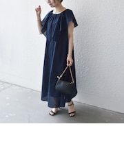 《予約》SHIPS any:〈洗濯機可能〉ラッフル フリル ギャザー ロング ワンピース