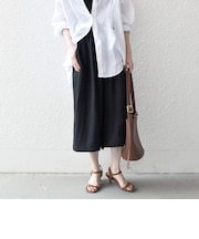 《予約》SHIPS any:〈洗濯機可能〉カラミ  ハーフ ギャザー パンツ