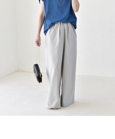 《予約》quaranciel:〈接触冷感/UVカット/撥水加工〉ラッシュガード ギャザー ワイド イージー パンツ