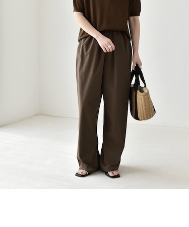 《予約》quaranciel:〈接触冷感/UVカット/撥水加工〉ラッシュガード ギャザー ワイド イージー パンツ