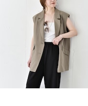 《予約》quaranciel: リネン ミックス テーラード オーバー ジレ