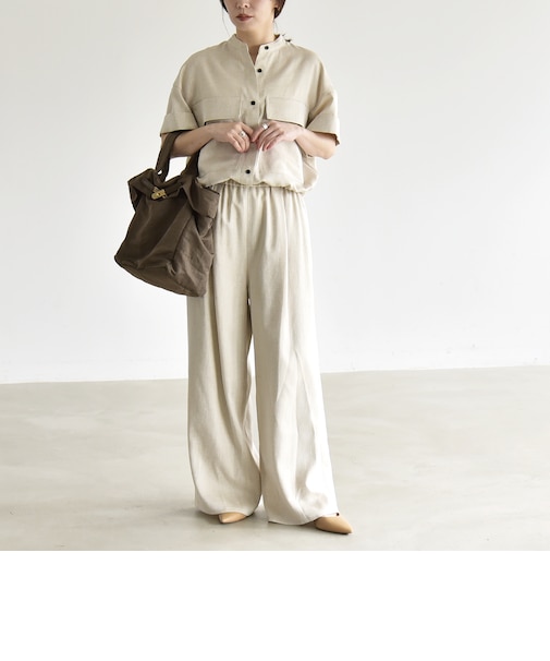《予約》quaranciel:〈洗濯機可能〉ポケットドロスト シャツ＆イージー ワイドパンツ セットアップ