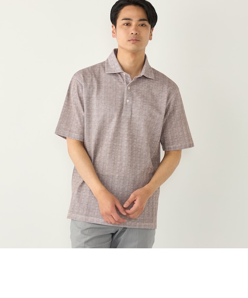 SHIPS Colors:〈吸水速乾〉カノコ グレンチェック ワイドカラー ポロシャツ