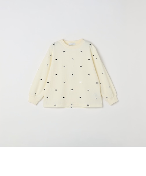 SHIPS any:〈洗濯機可能〉ワッフル リボン クルーネック プルオーバー<KIDS>