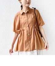 《予約》【WEB限定】〈手洗い可能〉ウエスト ドロスト シアー ブラウス