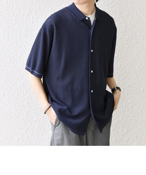 SHIPS any:〈手洗い可能〉TEXBRID(R) ドライタッチ サマー ニット シャツ◆